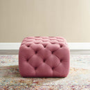 Anakin Tufted Button Square Performance Velvet Ottoman