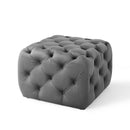 Anakin Tufted Button Square Performance Velvet Ottoman