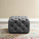 Anakin Tufted Button Square Performance Velvet Ottoman