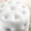 Anakin Tufted Button Round Faux Leather Ottoman