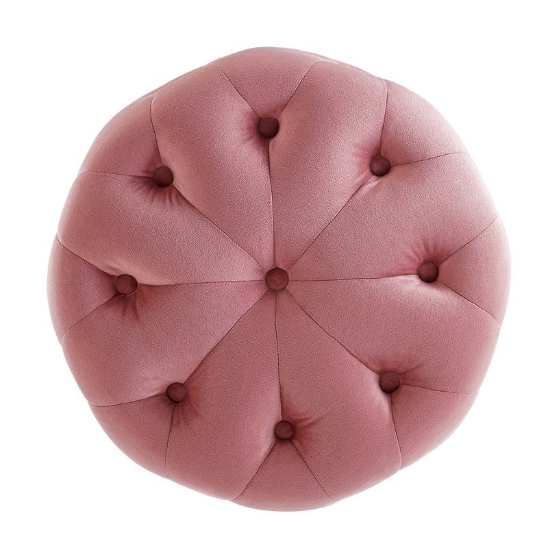 Anakin Tufted Button Round Performance Velvet Ottoman