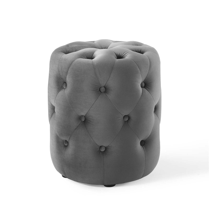 Anakin Tufted Button Round Performance Velvet Ottoman