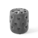 Anakin Tufted Button Round Performance Velvet Ottoman
