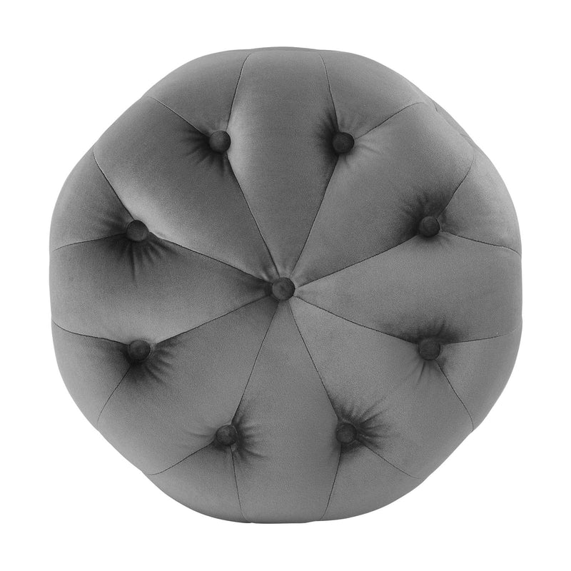 Anakin Tufted Button Round Performance Velvet Ottoman