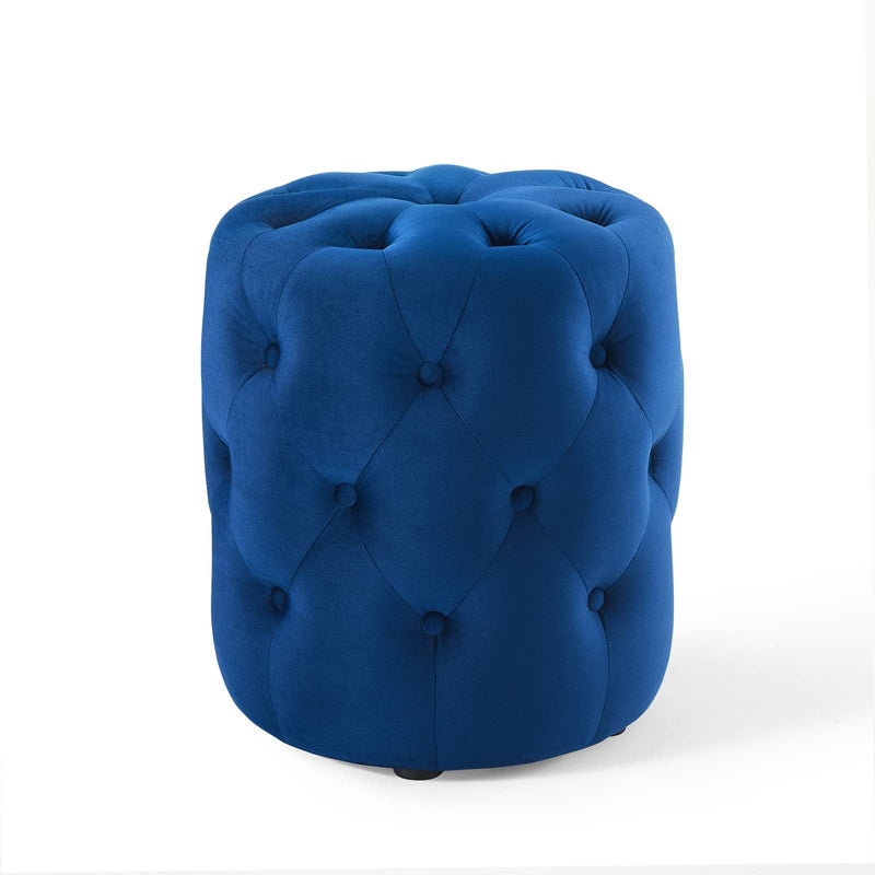 Anakin Tufted Button Round Performance Velvet Ottoman