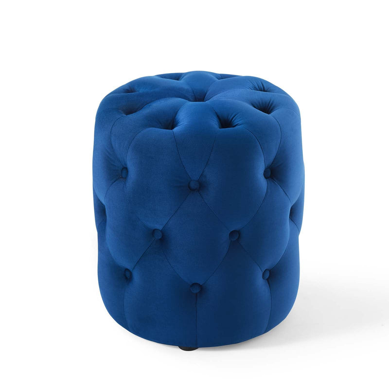 Anakin Tufted Button Round Performance Velvet Ottoman