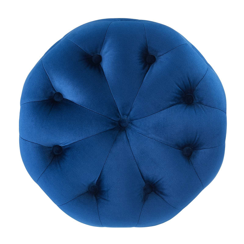 Anakin Tufted Button Round Performance Velvet Ottoman