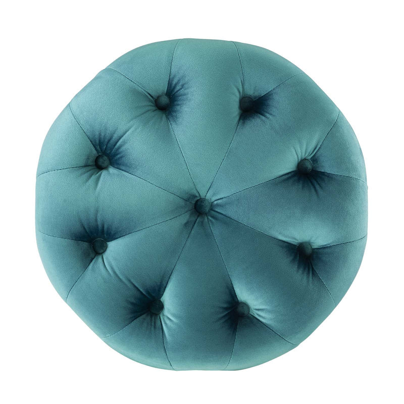 Anakin Tufted Button Round Performance Velvet Ottoman