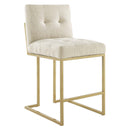 Dean Gold Stainless Steel Upholstered Fabric Counter Stool