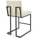 Kamari Black Stainless Steel Upholstered Fabric Counter Stool