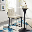 Kamari Black Stainless Steel Upholstered Fabric Counter Stool