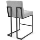 Kamari Black Stainless Steel Upholstered Fabric Counter Stool