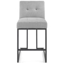 Kamari Black Stainless Steel Upholstered Fabric Counter Stool