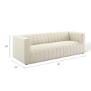 Marie Channel Tufted Upholstered Fabric Sofa