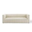 Marie Channel Tufted Upholstered Fabric Sofa