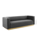 Jaden Channel Tufted Performance Velvet Living Room Sofa
