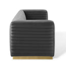 Jaden Channel Tufted Performance Velvet Living Room Sofa