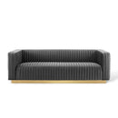 Jaden Channel Tufted Performance Velvet Living Room Sofa