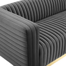Jaden Channel Tufted Performance Velvet Living Room Sofa