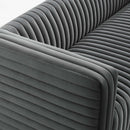 Jaden Channel Tufted Performance Velvet Living Room Sofa