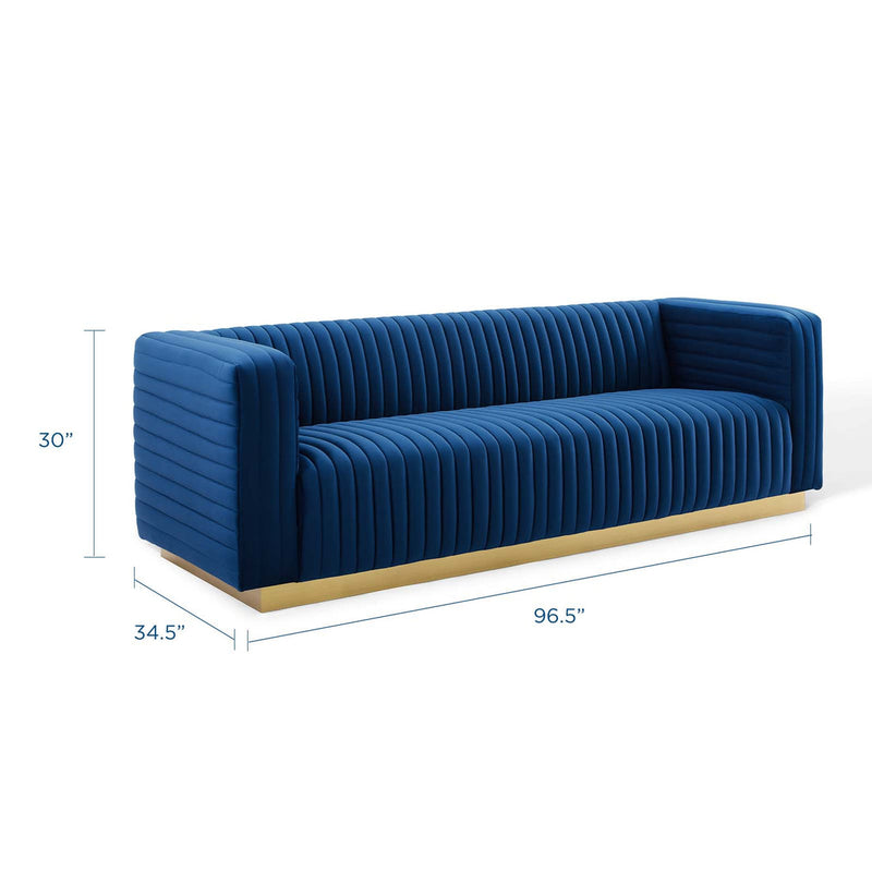 Jaden Channel Tufted Performance Velvet Living Room Sofa
