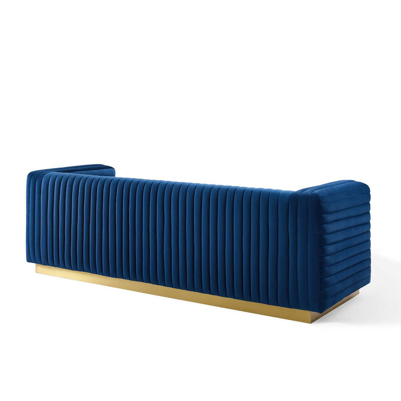 Jaden Channel Tufted Performance Velvet Living Room Sofa