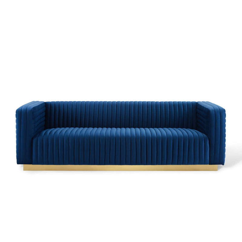 Jaden Channel Tufted Performance Velvet Living Room Sofa