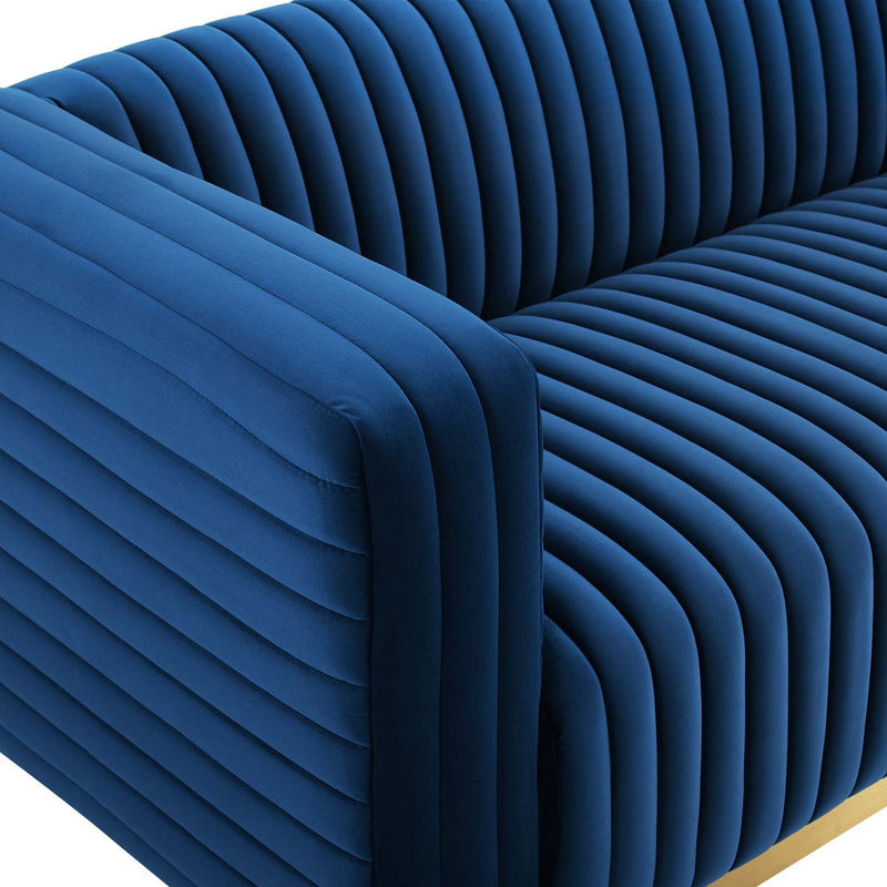 Jaden Channel Tufted Performance Velvet Living Room Sofa