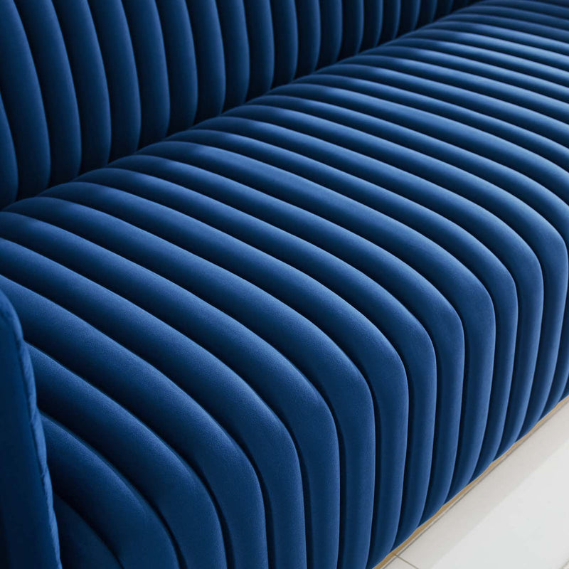 Jaden Channel Tufted Performance Velvet Living Room Sofa