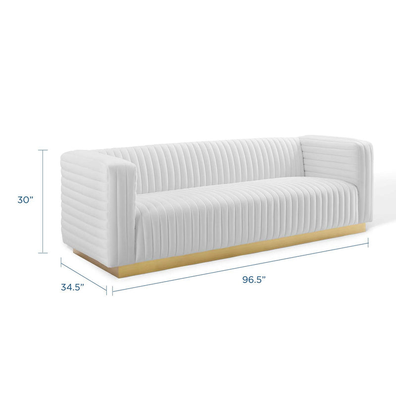 Jaden Channel Tufted Performance Velvet Living Room Sofa