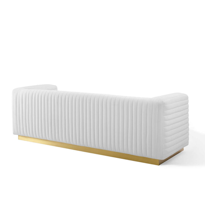 Jaden Channel Tufted Performance Velvet Living Room Sofa