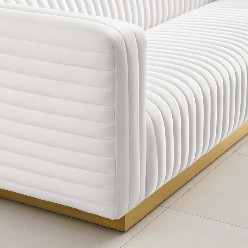Jaden Channel Tufted Performance Velvet Living Room Sofa