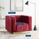 Jaden Channel Tufted Performance Velvet Accent Armchair