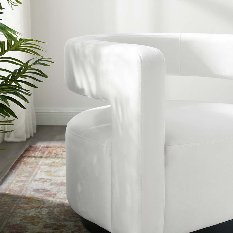 Luke Cutaway Performance Velvet Swivel Armchair