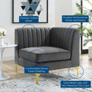 Arianna Channel Tufted Performance Velvet Sectional Sofa Corner Chair