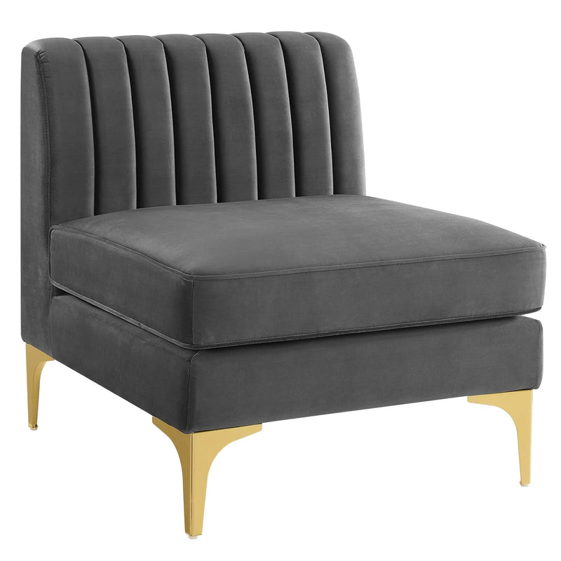 Arianna Channel Tufted Performance Velvet Armless Chair