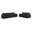 Granger Tufted Upholstered Faux Leather Sofa and Loveseat Set