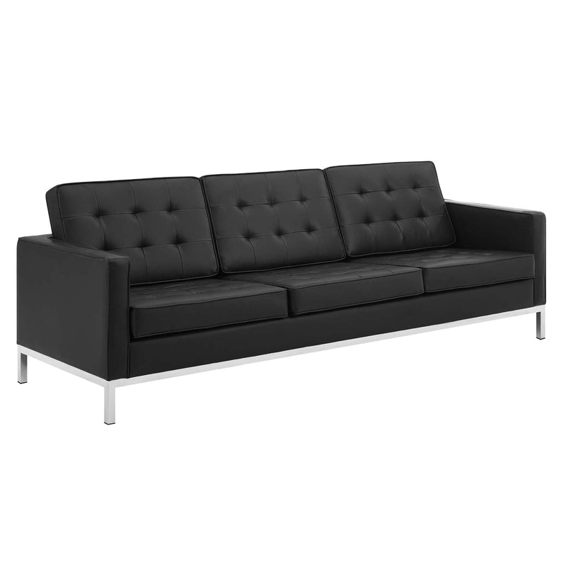 Granger Tufted Upholstered Faux Leather Sofa and Loveseat Set
