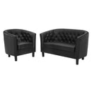 Jamal Upholstered Vinyl Loveseat and Armchair Set
