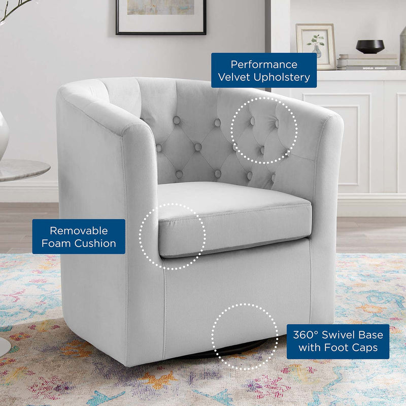 Jamal Tufted Performance Velvet Swivel Armchair