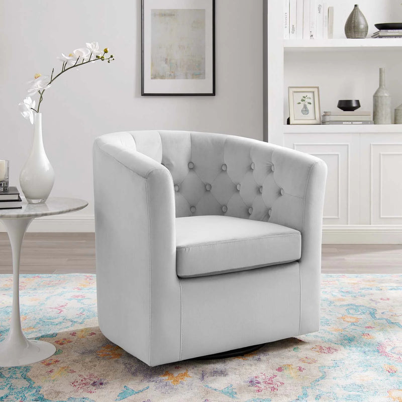 Jamal Tufted Performance Velvet Swivel Armchair