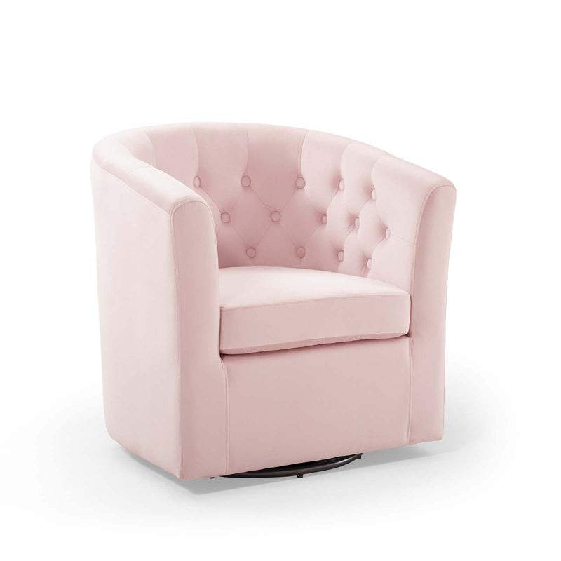 Jamal Tufted Performance Velvet Swivel Armchair