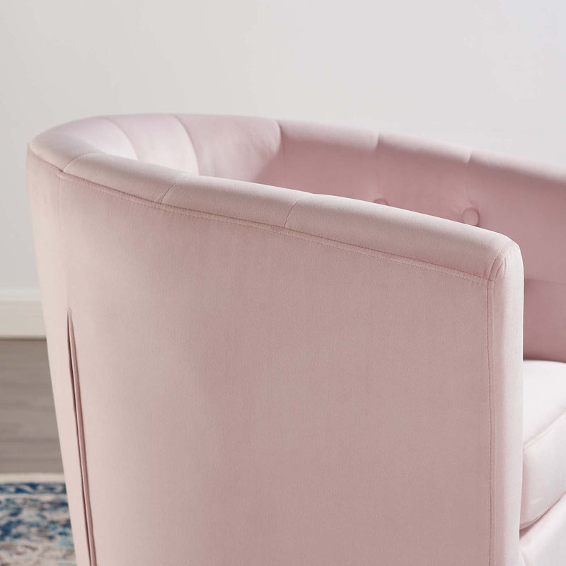 Jamal Tufted Performance Velvet Swivel Armchair