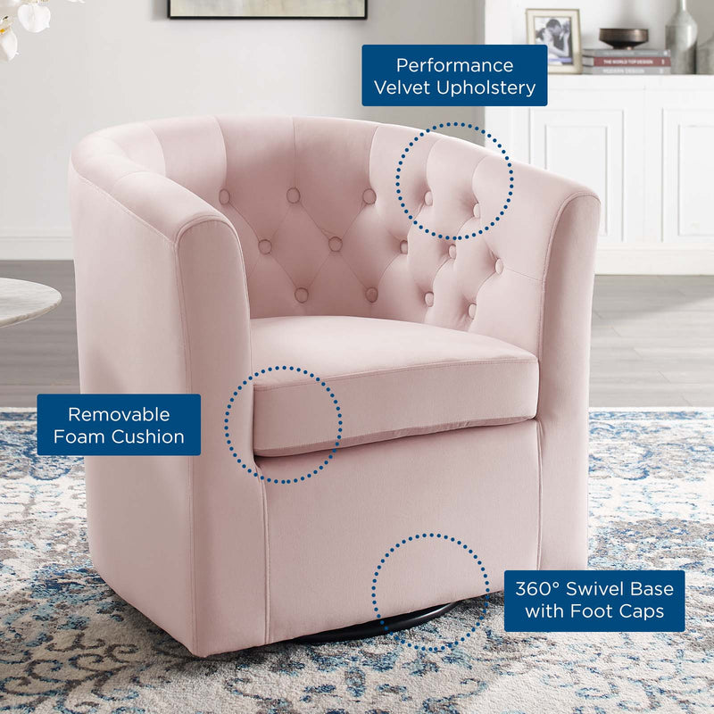 Jamal Tufted Performance Velvet Swivel Armchair