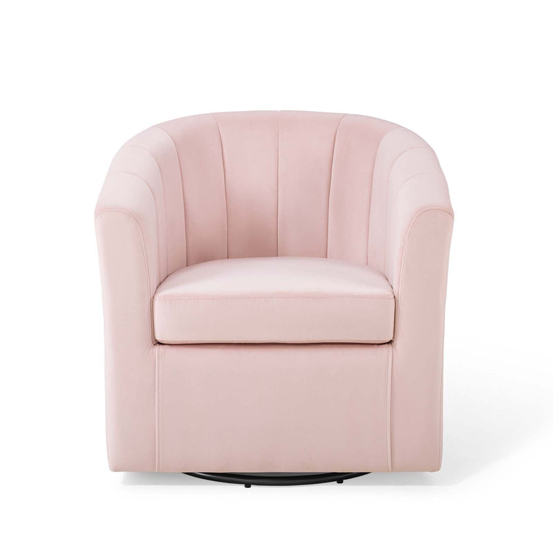 Jamal Performance Velvet Swivel Armchair