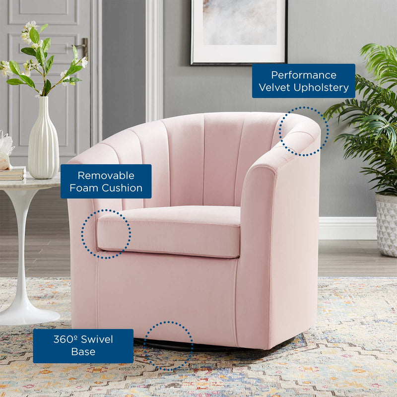 Jamal Performance Velvet Swivel Armchair