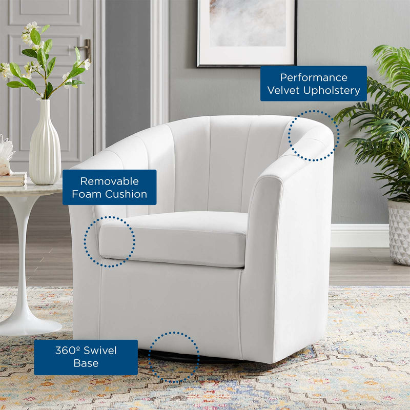 Jamal Performance Velvet Swivel Armchair