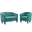 Jamal Velvet Loveseat and Armchair Set