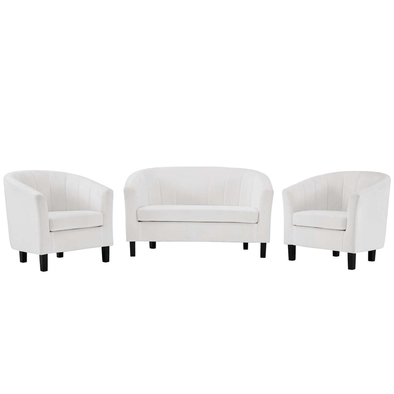 Jamal Channel Tufted 3 Piece Performance Velvet Set