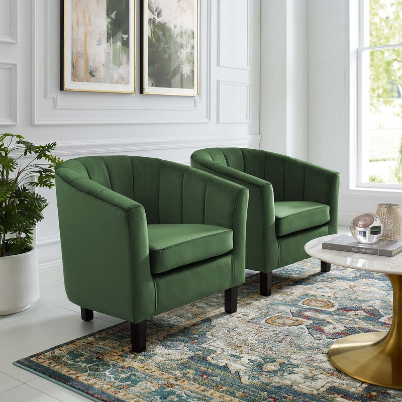 Jamal Channel Tufted Performance Velvet Armchair Set of 2